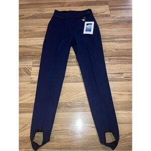 Vintage Obermeyer Ski Pants Womens Navy Blue Stirrup Snow Wool Blend Size 6 Long